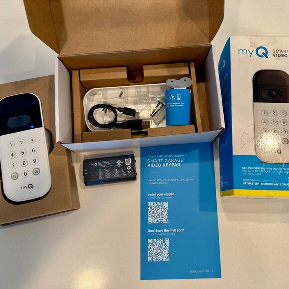 MyQ Smart Garage Door Video Keypad, Wide-Angle Camera, EXTRA OEM BATTERY, White - Picture 1 of 5